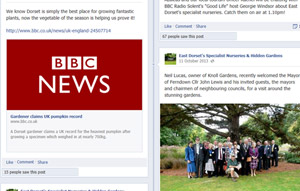 Facebook page showing Knoll Gardens article